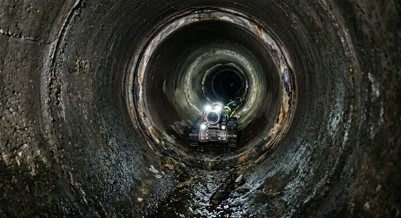 Robotic sewer camera inspecting pipe interior for Sewer Line Cleaning in Tyrone