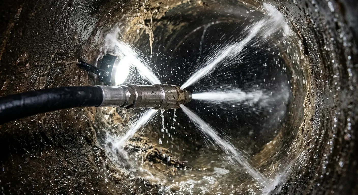High-pressure hydro jetting nozzle cleaning sewer pipe for Storm Drain Cleaning in Tyrone
